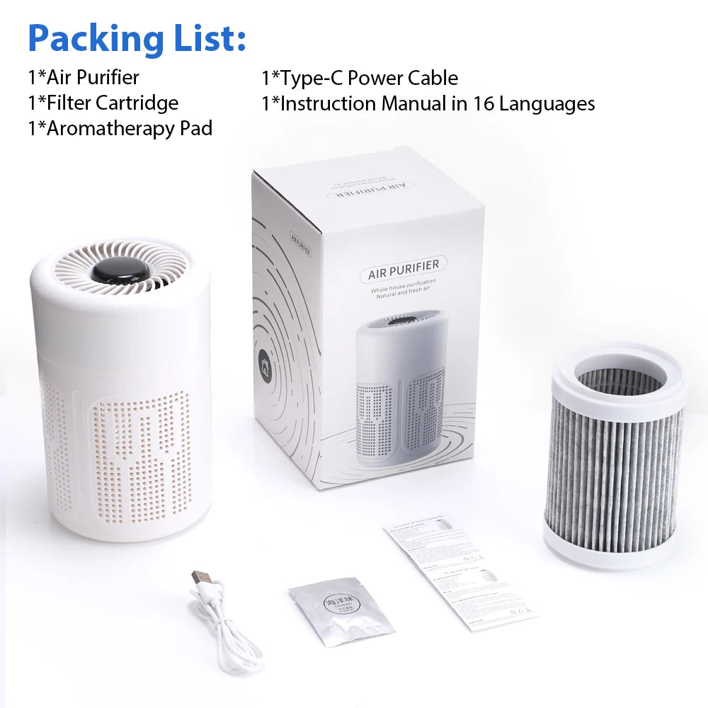 Mini Purificateur d’Air de Bureau – Filtre HEPA & Technologie à Ions Négatifs