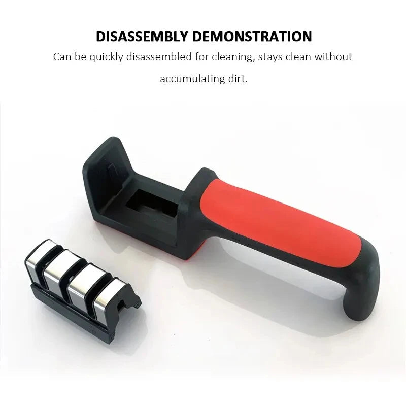 Aiguiseur de couteaux de cuisine 3/4 étapes – Aiguiseur manuel multifonction pour usage domestique, pierre d’affûtage noire.