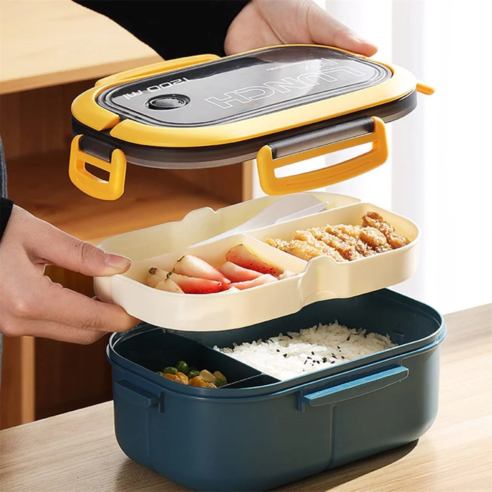 Lunch Box Bento 1200 ml à 2 Étages – Avec Cuillère et Fourchette