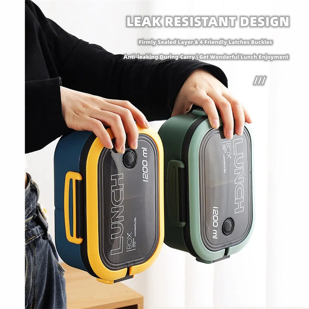 Lunch Box Bento 1200 ml à 2 Étages – Avec Cuillère et Fourchette