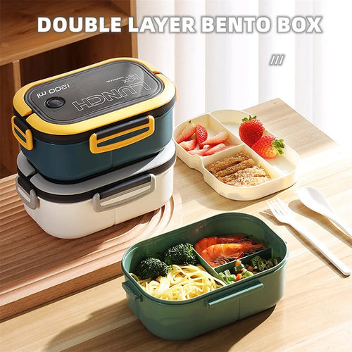 Lunch Box Bento 1200 ml à 2 Étages – Avec Cuillère et Fourchette